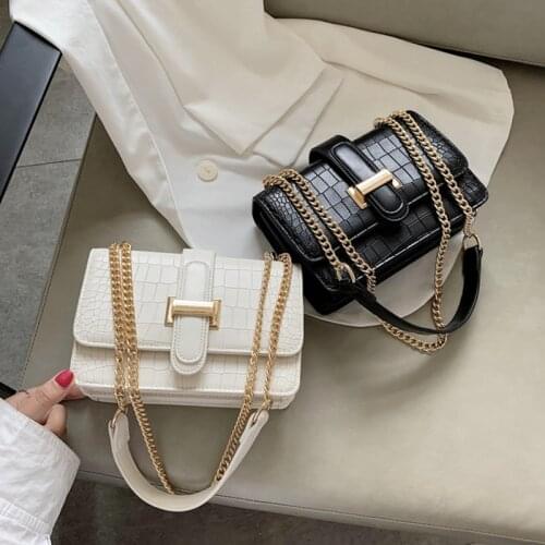 New Fashion Stone PU Leather Chain Shoulder bags Women Crossbody bags 2021 Vintage Ladies Shoulder Messenger Bag Female Purses