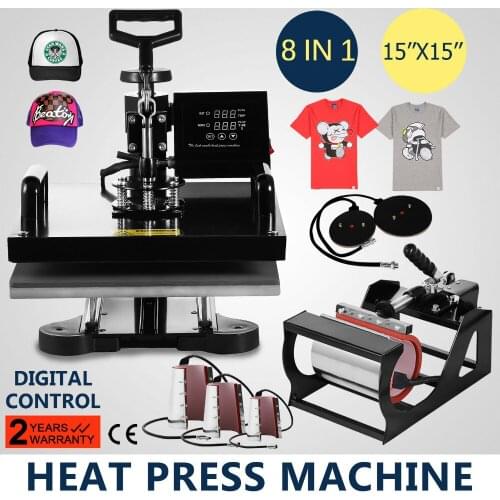 8 in 1 Digital Transfer Sublimation Heat Press Machine T-Shirt Mug Hat cap