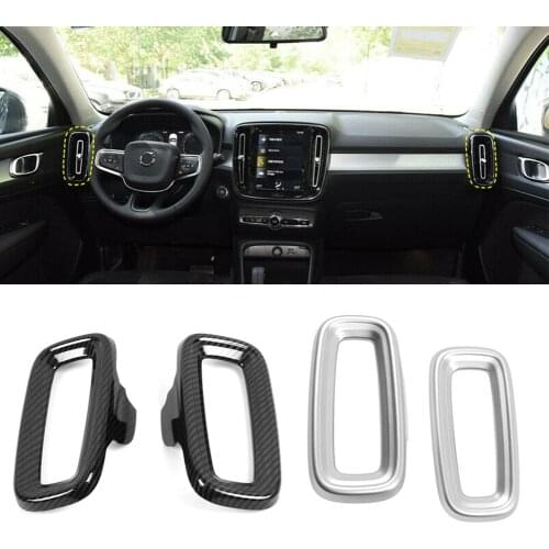 Carbon Fiber/Matte Silver Car Interior Side Air Vent Outlet Cover Trim Decoration ABS For Volvo XC40 2018 2019 2020 2Pcs