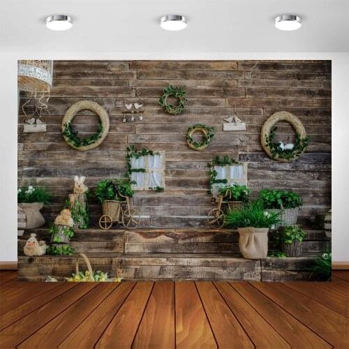 Easter Spring Green Plant Backdrops Photography Eggs Wooden Wall Floor Baby Child Photocall Background For Photo Studio Vinyl