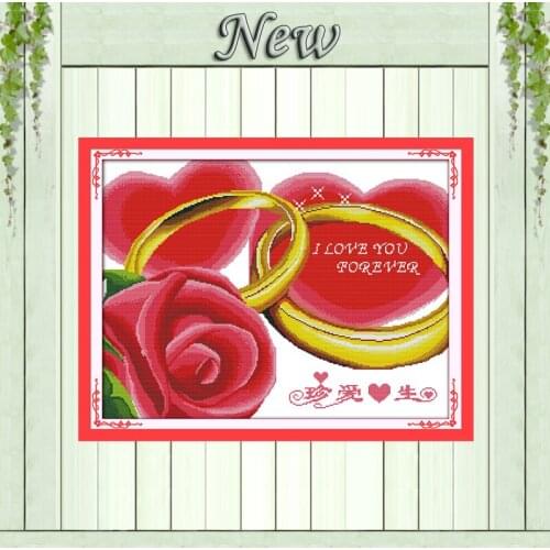 I love you forever flower rose 11CT patterns printed on canvas 14CT needlework diy dmc cross chinese stitch Sets Embroidery kits