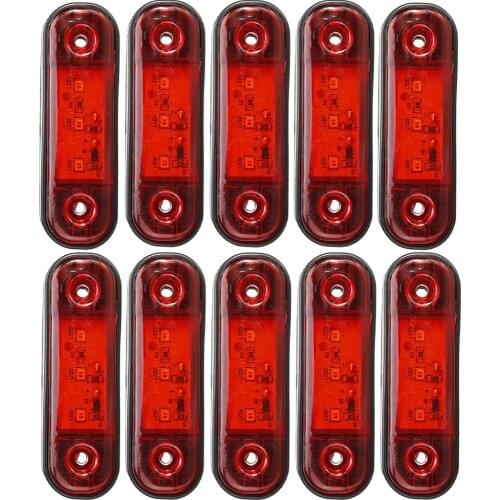 FEEDOPAL 10PCS Red Highlight Truck Side Marker Light 10~30V Universal Waterproof 3LED Wide Warning Tail Light