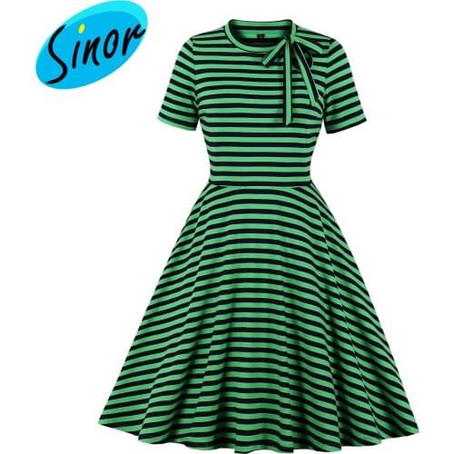 2019 autumn fashion temperament striped womens dress 2087 banquet dress