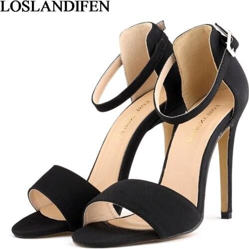 2020 Newest Women Open Toe Sexy Ankle Straps Sandals High Heels Summer Ladies Bridal Suede Thin Heel Pumps Shoes NLK-A0035
