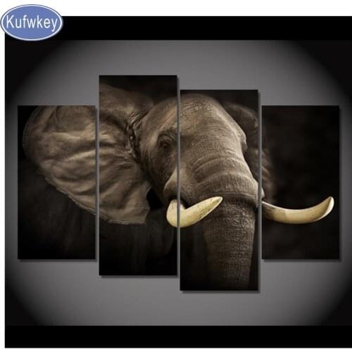 Sacred Elephant,Diamond Embroidery 4pcs 5d diy Diamond Painting animal,Cross Stitch,3D,Diamond Mosaic,home Decoration