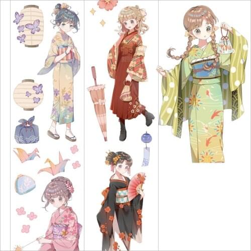 5M Roll Kawaii Japanese Girl Masking Tape Cute Stickers Collage