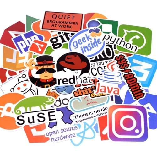 50pcs/pack Programming Language Sticker Internet Java JS Php Html Cloud Docker Bitcoin APP Stickers for Laptop Car DIY Sticker