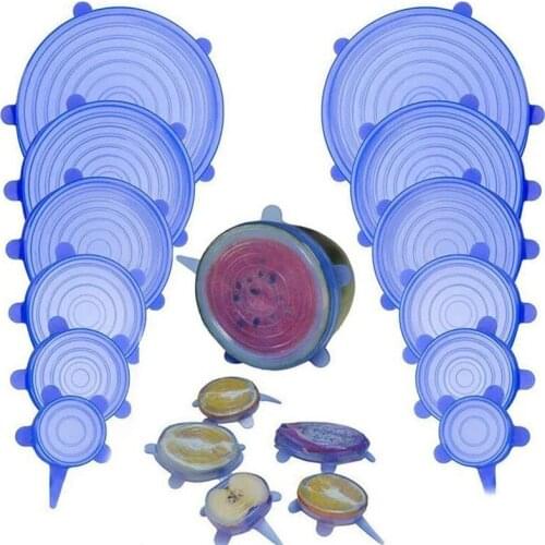 6pcs Food Silicone Cover Cap Universal Silicone Lids Cookware Bowl Reusable Stretch Lids Food Fresh Wrap Bowl Kitchen Stoppers