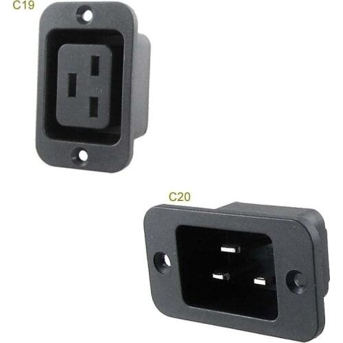 AC 250V 16A IEC 320 C19 C20 Panel Mount Plug Connector Socket