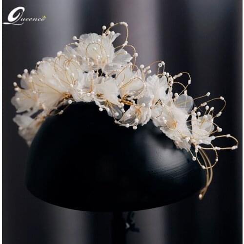 Bride Pearls Tiara Wedding Hair Accessories for Girls Accessori Capelli Crown Diadema Corona Korona Hair Bridal Flower Crowns