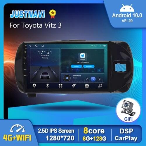 JUSTNVI Android Car Radio Stereo For Toyota Vitz 3 2014-2019 Touch Screen Multimedia Player 9'' Navi GPS FM Carplay BT 6G 128G