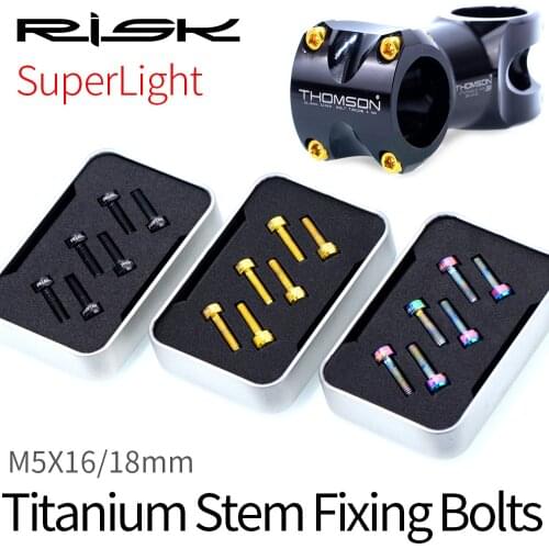 RISK M5x16 18mm Bicycle Titanium Alloy Bolts Mountain Road Bike Fixed Handlebar Stem Screws Stigma Allen Key Steering Fasteners