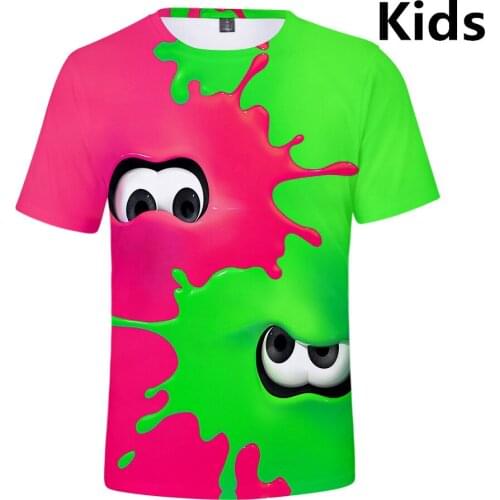 3 to 13 years Kids T shirt Splatoon Black Squid 3D printed T-shirt Boys Girls cartoon Streetwear T shirts Tee children Clothes