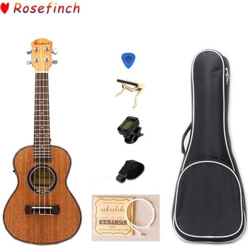 23 Inch 4 Strings Mahogany Electric Ukulele Pickup Ukulele Sets with Bag Tuner Hawaii Mini Guitar Music Instrument UK2305C-EQ