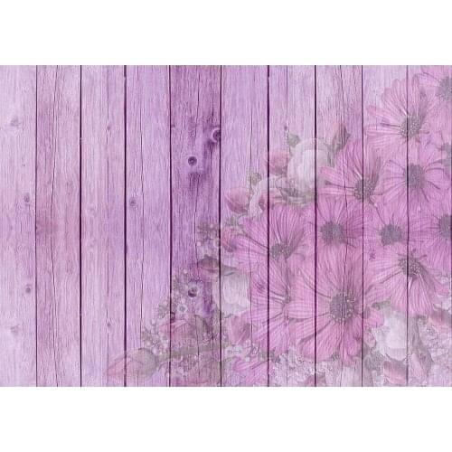 Pink Wooden Plank Painting Flowers Photographic Backdrop Vinyl Cloth Backgrounds for Children Baby Portrait Photocall Fond Photo