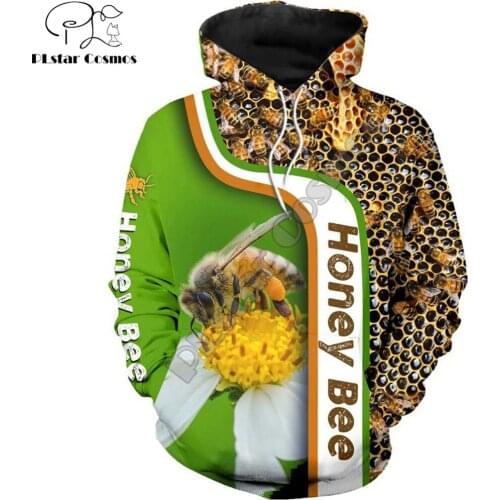 Honey bee 3D All Over Printed hoodies for Men and Women Harajuku Fashion Hooded Sweatshirt Street costume sudadera hombre M-F12