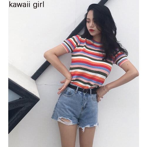 Женские трикотажные футболки Kawaii Girl China At AliExpress