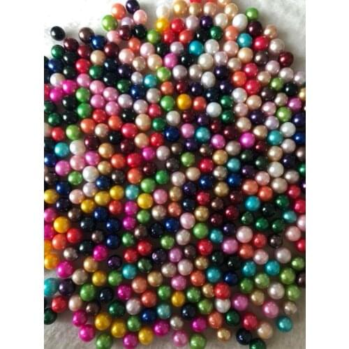 6-8mm Grade AAA Loose Round Pearls, Wholesale Vibrant Colored Akoya Round Pearls 50pcs/lot DIY Jewelry Pearl Beads FP463