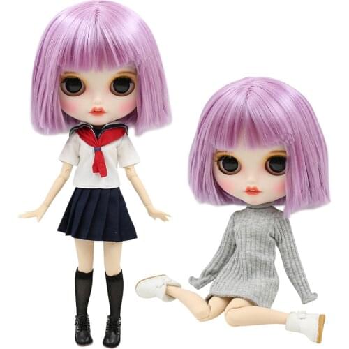 ICY DBS Blyth Doll customized doll matte face short purple violet hair open mouth joint body bjd white skin 30cm toy