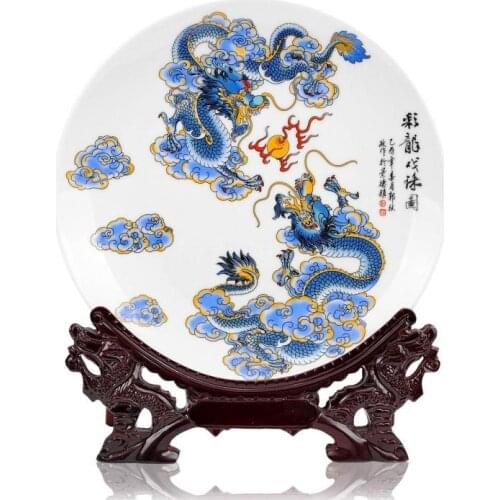 BEST business birthday present -TOP handicraft Vintage CHINESE dragon porcelain Decor art plate limited edition Decoration