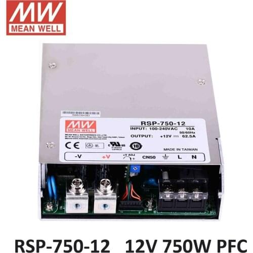 Meanwell RSP-750-12 PFC laboratory power supply 12V 62.5A 750W Switching Power Supply Driver for LED Strip AC 90-264V to DC 12V