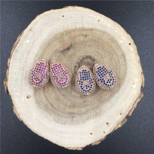 MY0685 Pear Shape Micro Pave Beads,Water Drop Rose Gold Color Micro Inlay Zircon Beads,Brass Necklace Bracelet DIY Hole Beads