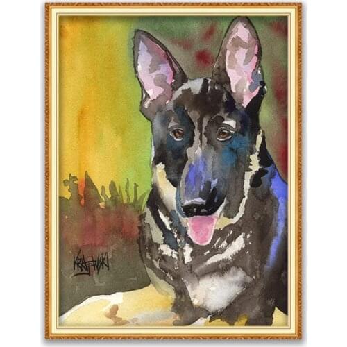 Animal German Shepherd DIY Cross Stitch Embroidery 11CT Kits Craft Needlework Set Cotton Thread Printed Canvas Home Decoration