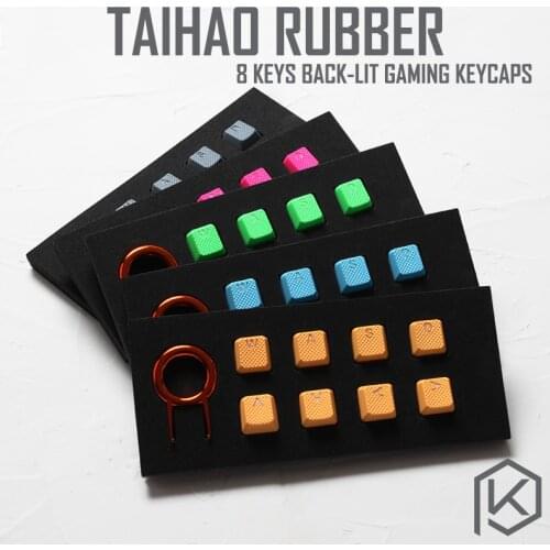 Taihao Rubber Gaming Keycap Set Rubberized Doubleshot Keycaps Cherry MX OEM Profile shine-through Set of 8 magenta light blue