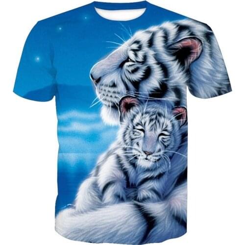 2020 New Blue T Shirt White Tiger Men Tshirt 3d Print T-shirt Hip Hop Tee Cool Mens Clothing New Summer t Shirt