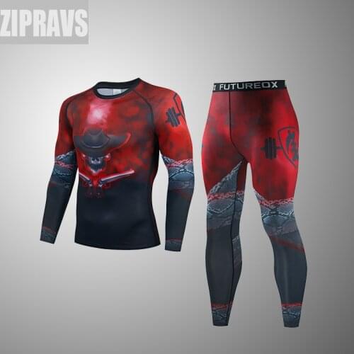 ZIPRAVS new mens sportswear compression clothing training suit suit training jogging sports thermal underwear fitness tights