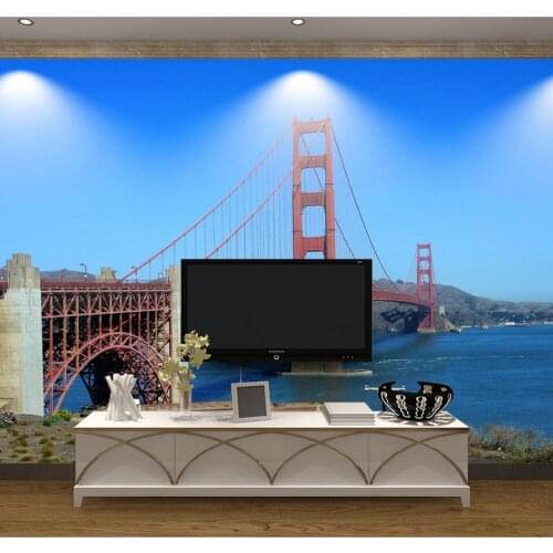 Custom Nature Red Bridge Sea 3d Wallpaper Murals for Living Room TV Background Papel 3D Photo Mural 3d Wall Mural Wall paper