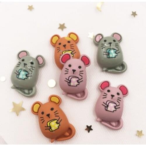 Hand Painted Mix Resin Kawaii Colorful Little Mouse Flat back Stone Scrapbook 12pcs DIY Gift Decor Home Figurine Crafts OF892