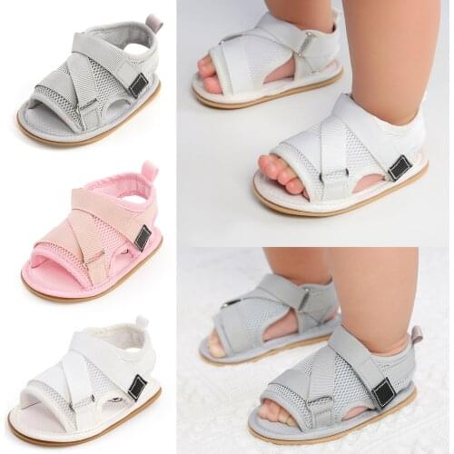Citgeett Summer Newborn Girls Boys Solid Sandals Shoes Mesh Breathable Flat Soft Sole Casual Shoes