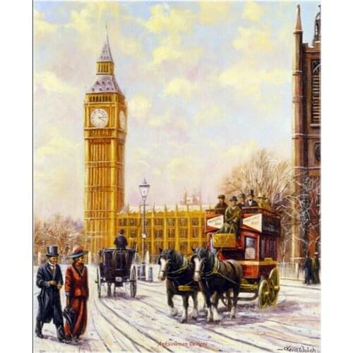 Counted Cross Stitch Kits Needlework Embroidery - Crafts 14 ct Aida DMC Color DIY Arts Handmade Home Decor - Winter Street