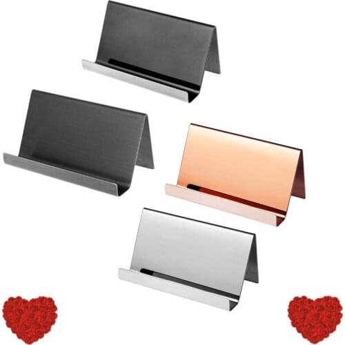 High-End Stainless Steel Business Name Card Holder Display Stand Rack Desktop Table Organizer 4 Colors Organizer for Office l29k