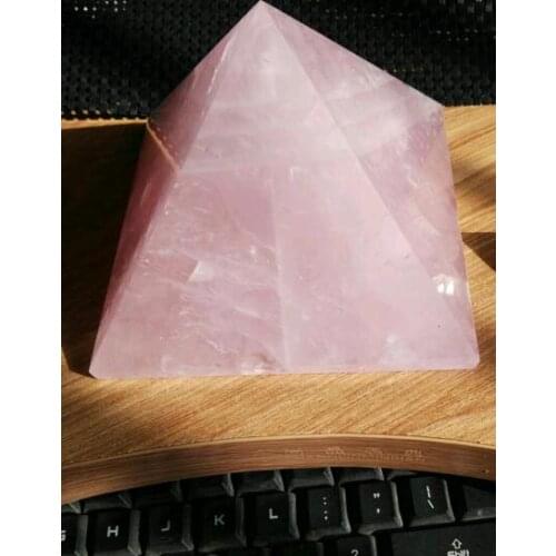 WBY---322+++ Large NATURE ROSE QUARTZ CRYSTAL PYRAMID POINT HEALING
