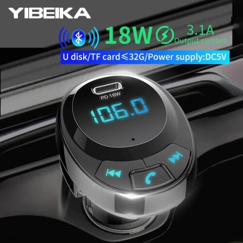 YIBEIKA Car Charger with FM Transmitter Bluetooth Receiver 3.1A Dual USB Car Phone Charger Audio MP3 Player TF, Card Car Kit