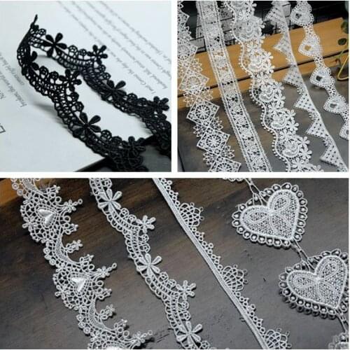 10yard Polyester lace dress skirt decoration headband neck decoration black and white water-soluble lace hand lace
