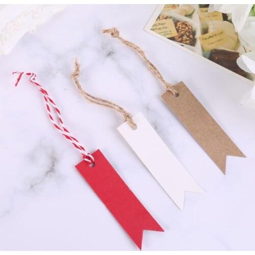 100pcs Blank Kraft Paper Gift Tags with Hemp Rope Wedding Party Favor Food Label Hang Price DIY Cards Craft