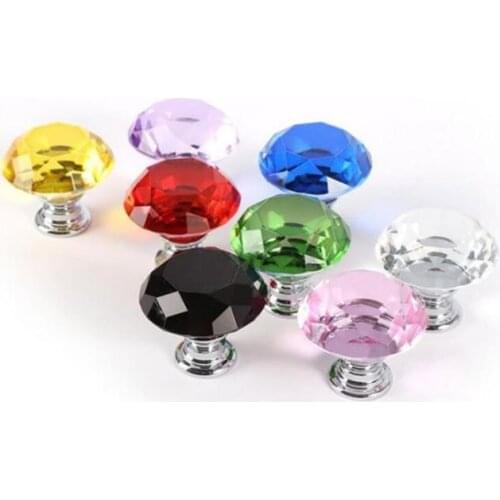 1000pcsDiamond Crystal Glass Door Knobs Drawer Cabinet Furniture Handle Knob Screw Furniture Accessories 30mm Door Hardware #202