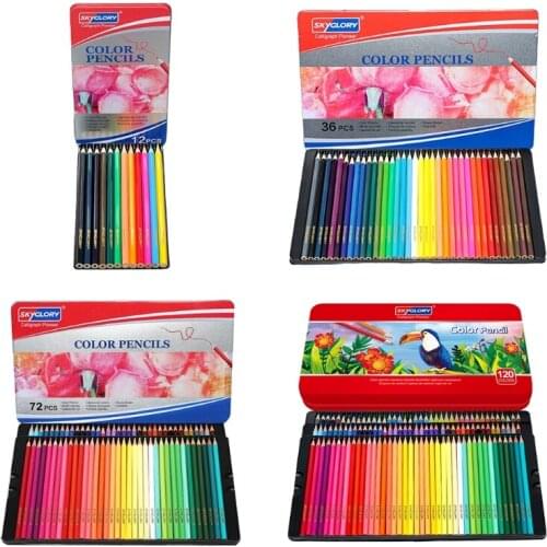 12/36/72/120Pcs Oily Color Pencil Set Thick Core Artistic Sketch Hand-Painted Colored Pen Kit for Coloring Drawing