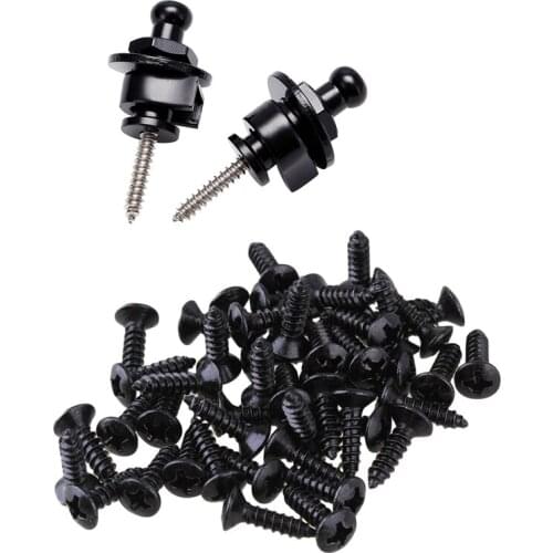 2 Set Accessories: 1 Set 2Pcs Guitar Strap Lock Pin Peg & 1 Set 50X Guitar Bass Screws for Scratchplates Pickguard,Black