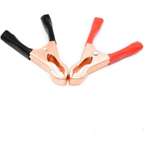 2pcs high-power Alligator Clips Electric test clamp 80mm Crocodile Car charger holder 50A Black/Red Connector Plug Power