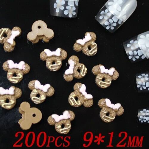 200pcs 12x9mm coffee color Lovely Mickey head design nail art sticker fashion Manicure 3d nail sticker
