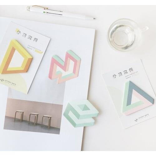 30sheet/pc Creative Memo Pad Sticky Notes Memo Notebook Stationery Note Paper Stickers Office School Supplies geometric