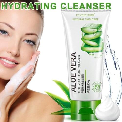 Aloe Facial Foam Cleanser Gel Deep Pore Cleansing Remove Blackheads Face Wash Skin Care SK88