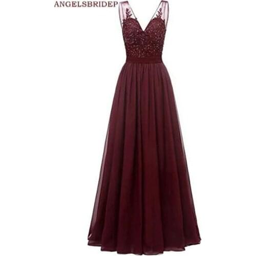 ANGELSBRIDEP Cap-Shoulder A-Line Evening Party Gowns Vestidos de festa Fashion Applique Beading Floor-length Formal Prom Dress