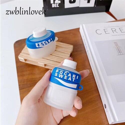 New drink bottle summer 3d case for airpods 1 2 pro charging box soft silicone wireless bluetooth headset protect cover