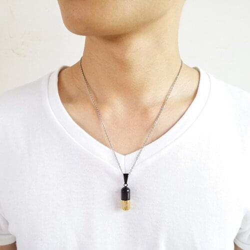 Mens Women Stainless Steel Capsule Pill Case Ash Holder Pendant Necklace