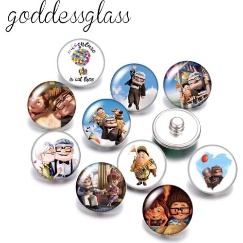Disney Up Travel with the house Adventure 10pcs Round photo 18mm snap buttons for 18mm snap necklace DIY jewelry